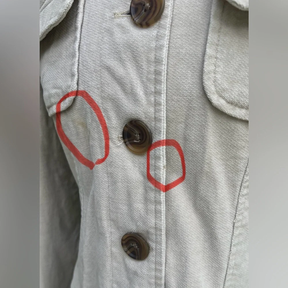 Tommy Jeans Vintage Velvet Trench  Coat Khaki Cream  Med Cute Great Condition - Picture 11 of 14